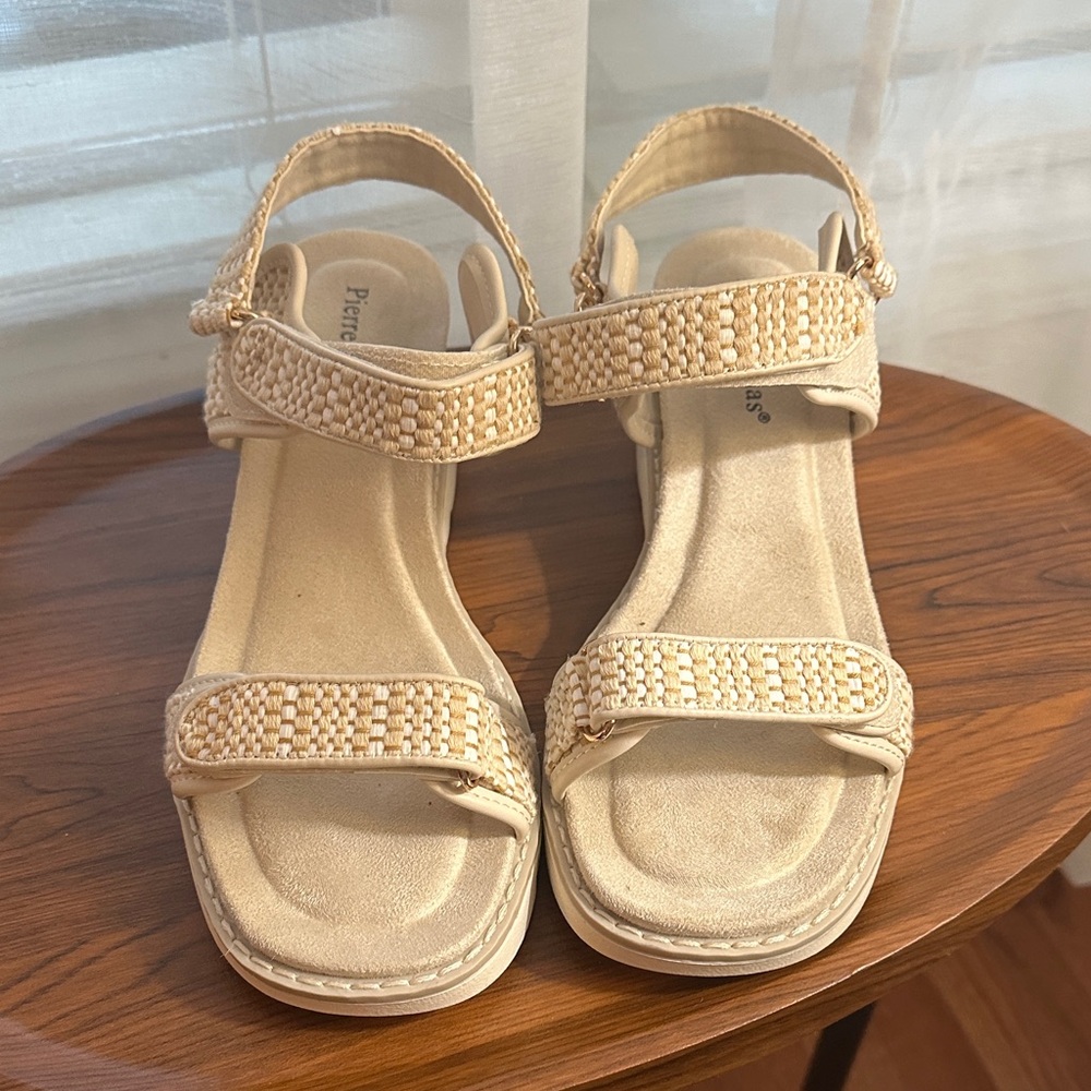 Pierre Dumas Tan Woven Strap Sandals